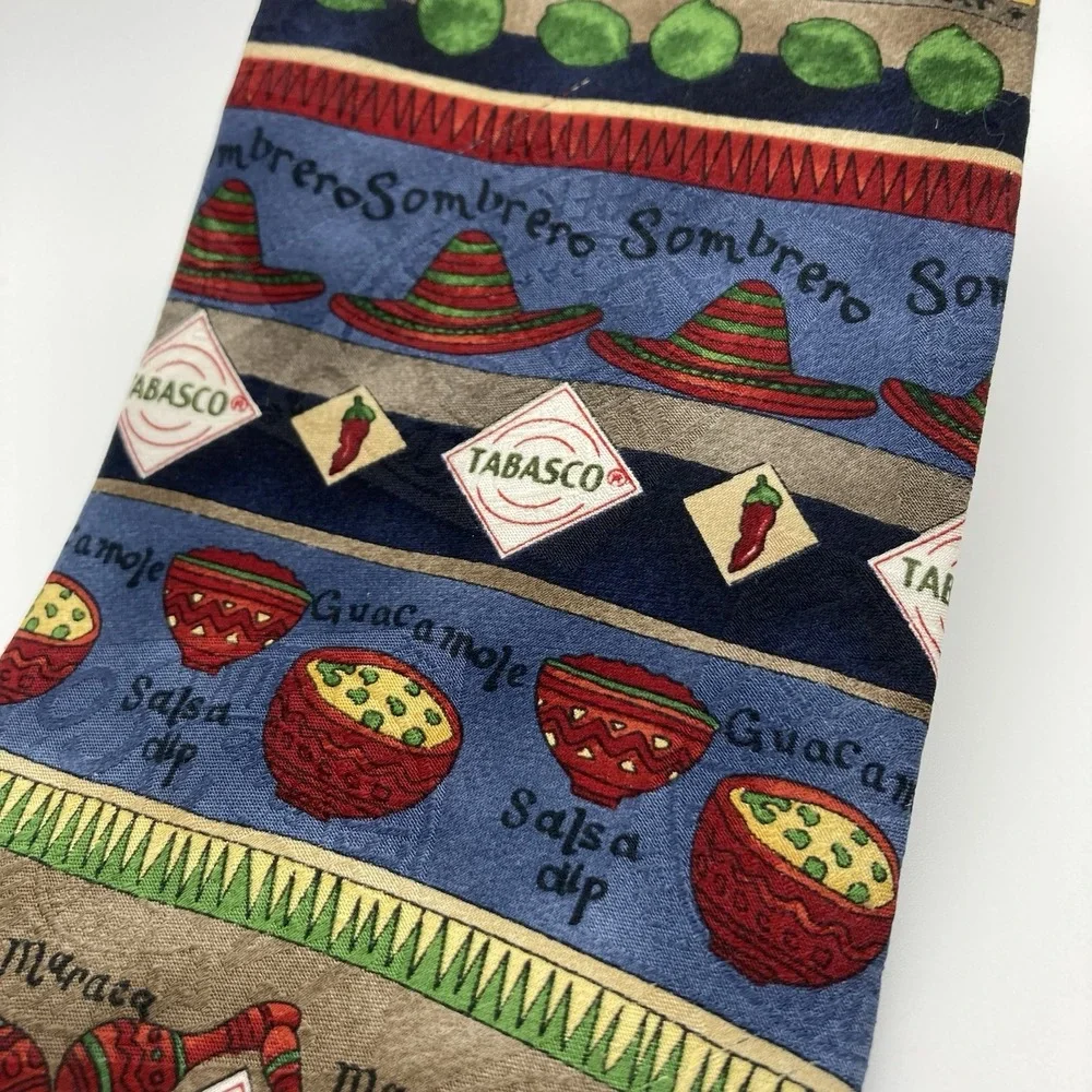 TABASCO MENS TIE Red Black WITH PEPPER AND LOGO DESIGN EXCELLENT Business/Casual